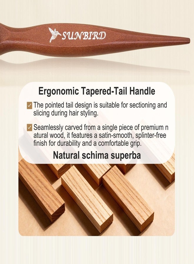 SUNBIRD Teasing Hair Brush 100% Natural Boar Bristle for Women Fine Thin Hair - Backcombing Volumizing Styling with Tail Comb Edge Control & Smoothing - Professional Salon Tools - Image 5